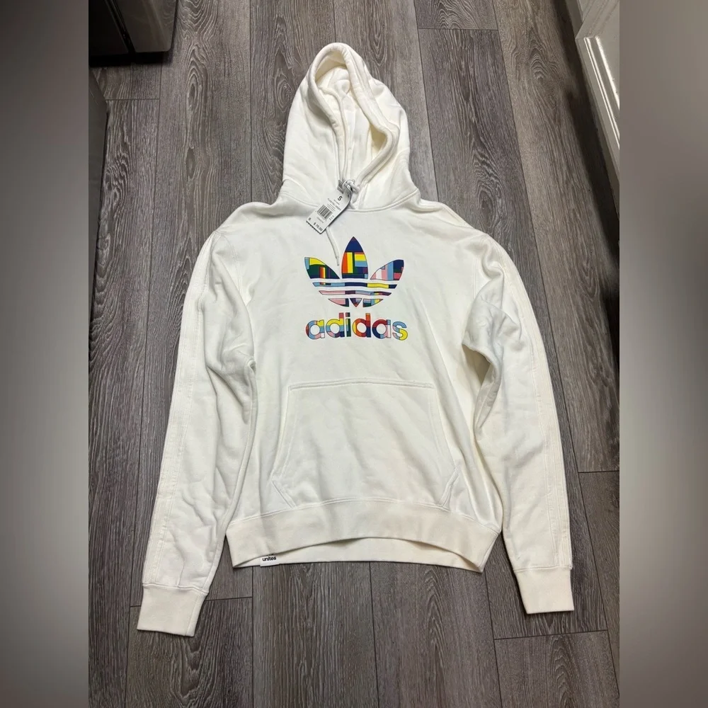 Adidas Pride Flag pull over Trefoil Hoodie size S men’s - Picture 2 of 14